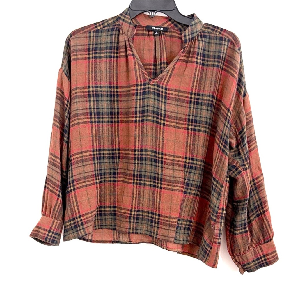 MADEWELL Highroad Popover Shirt in Chestnut Plaid Size XS